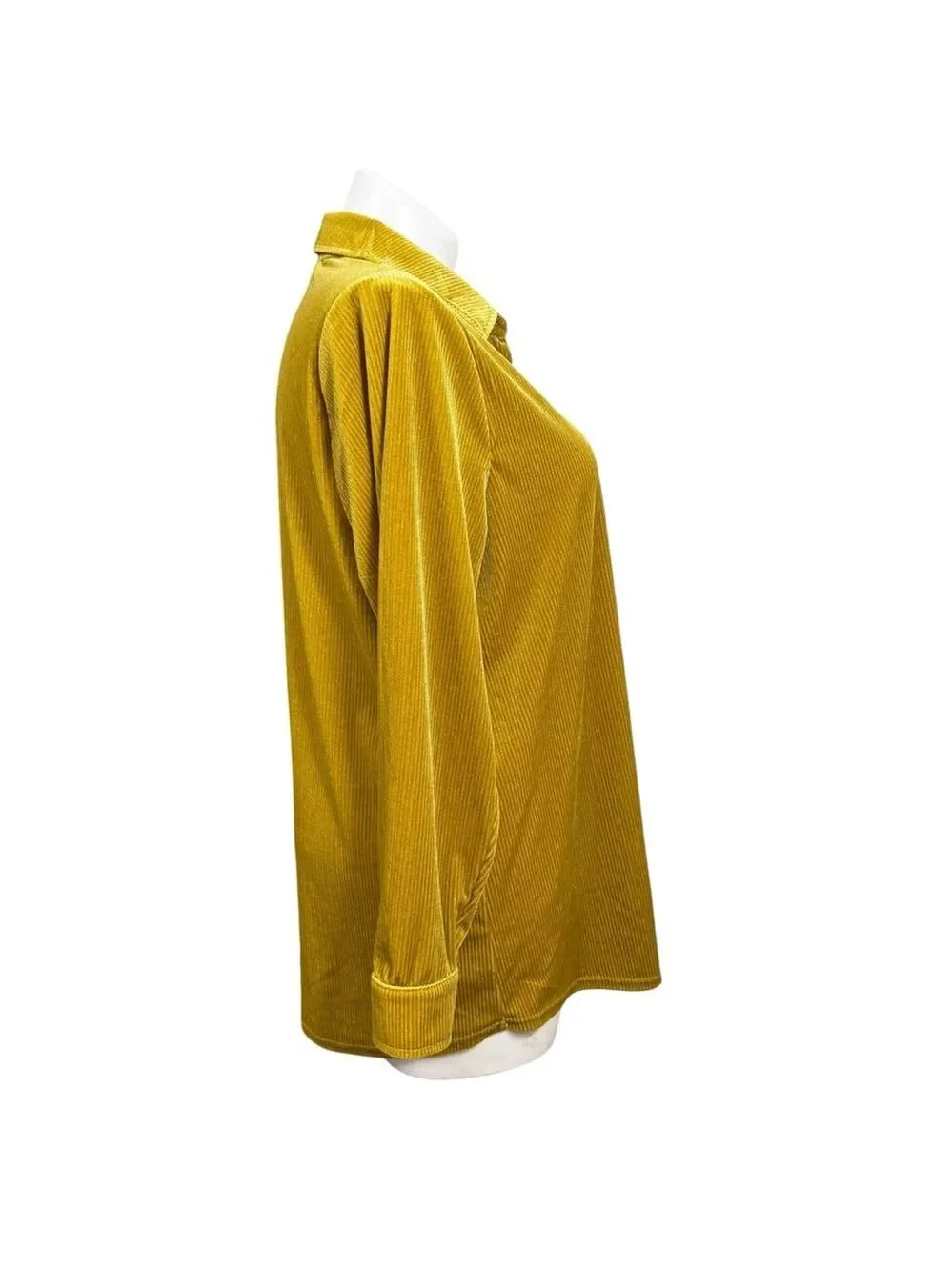 Soft Surroundings Women’s‎ Velvet Button Front Shirt XL Gold Long Sleeve